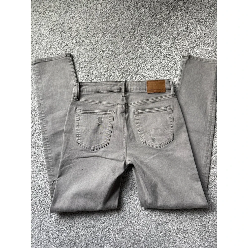 American Eagle Mens‎ Slim Fit Airflex Gray Distressed Jeans 30x34
